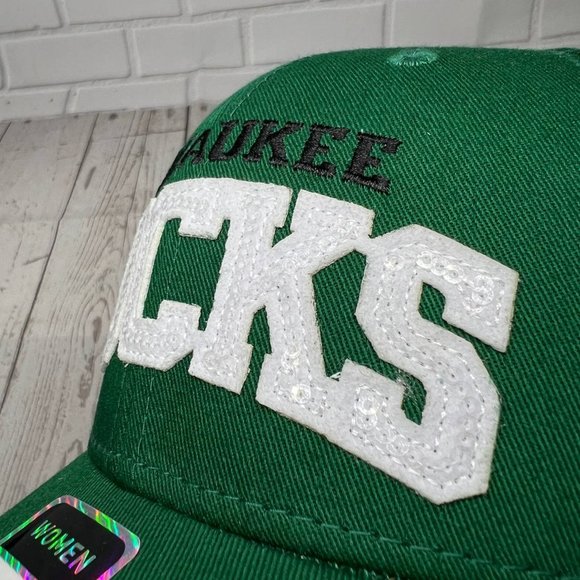 Milwaukee Bucks NBA Adidas Hat Snapback Cap Green New‎ Women - Picture 6 of 8